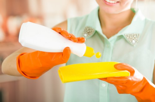 Upholstery cleaning equipment used on a sofa