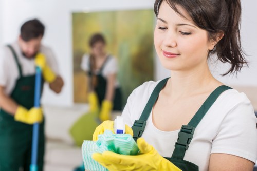 Technician cleaning a sofa with specialist equipment
